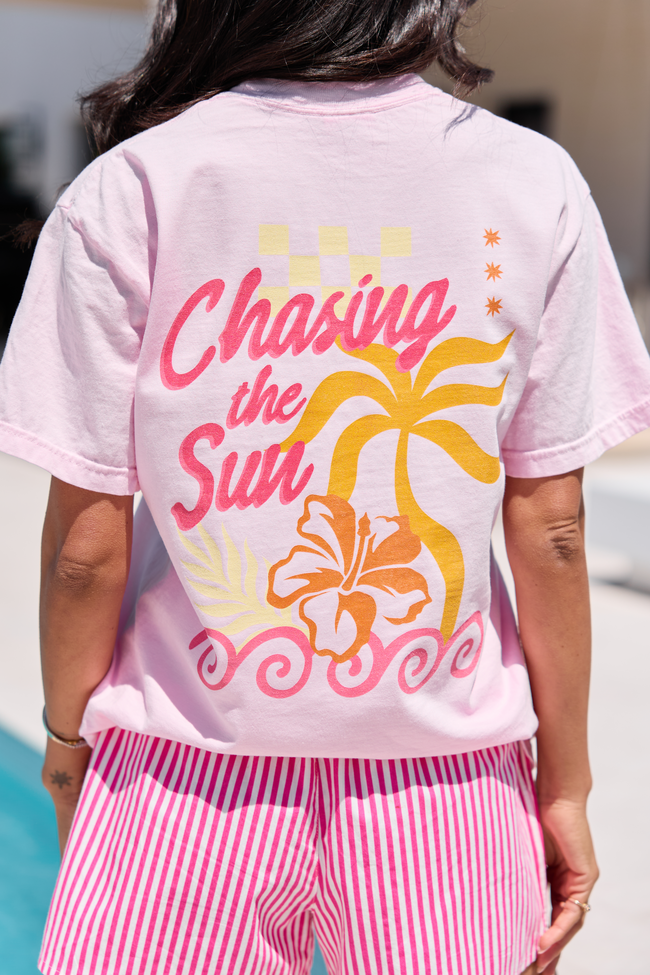 Chasing The Sun Light Pink Comfort Colors Graphic Tee