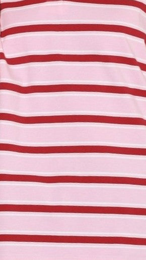 Jayana Collared Jersey Top - Red/Pink Stripe