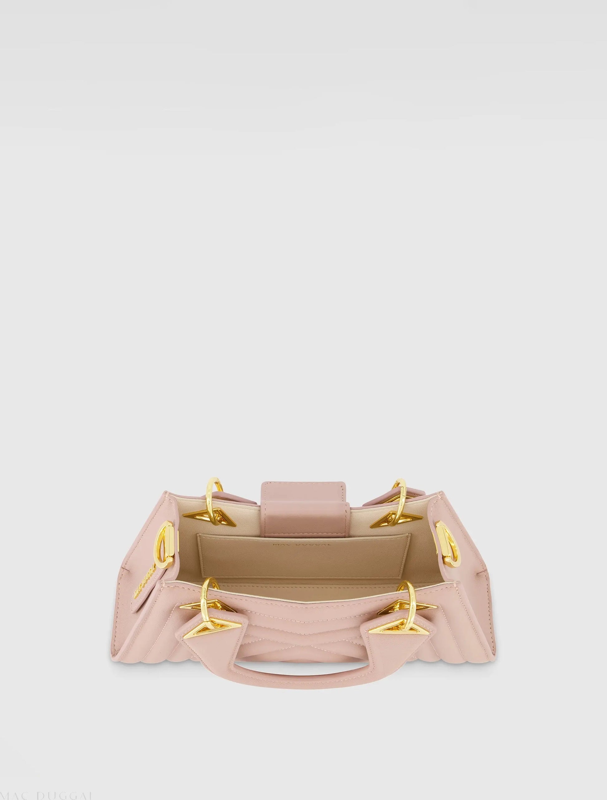 Pink Angular Quilted Napa Leather Handbag
