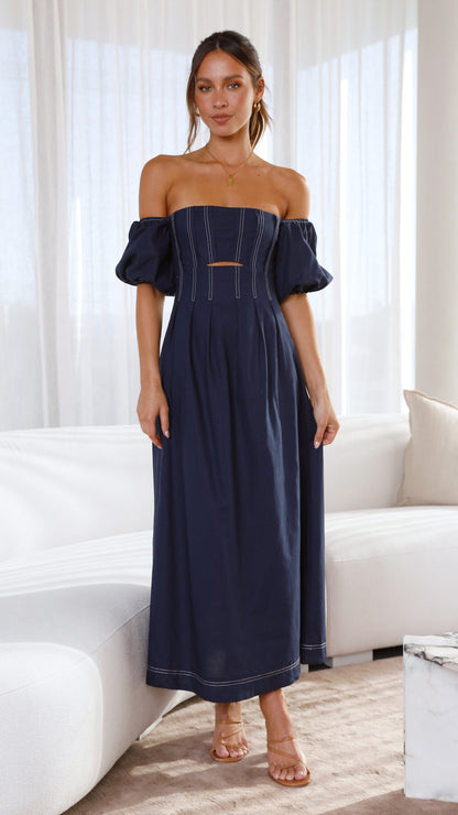 Claira Midi Dress - Navy