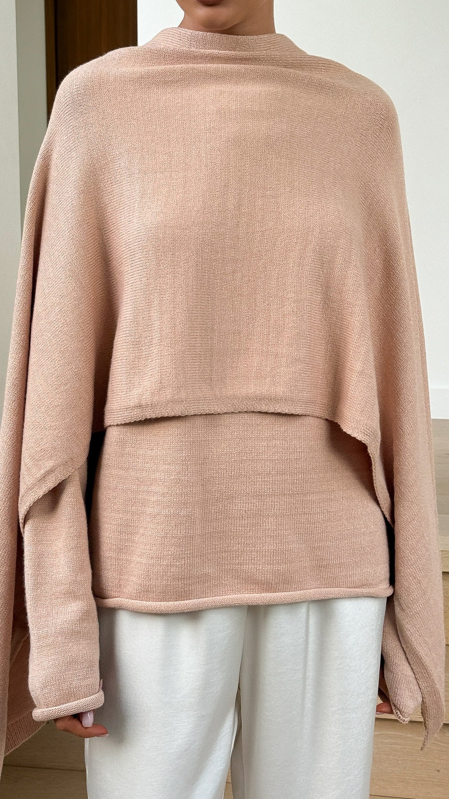Jazmine Knitted Sweater and Scarf - Peach