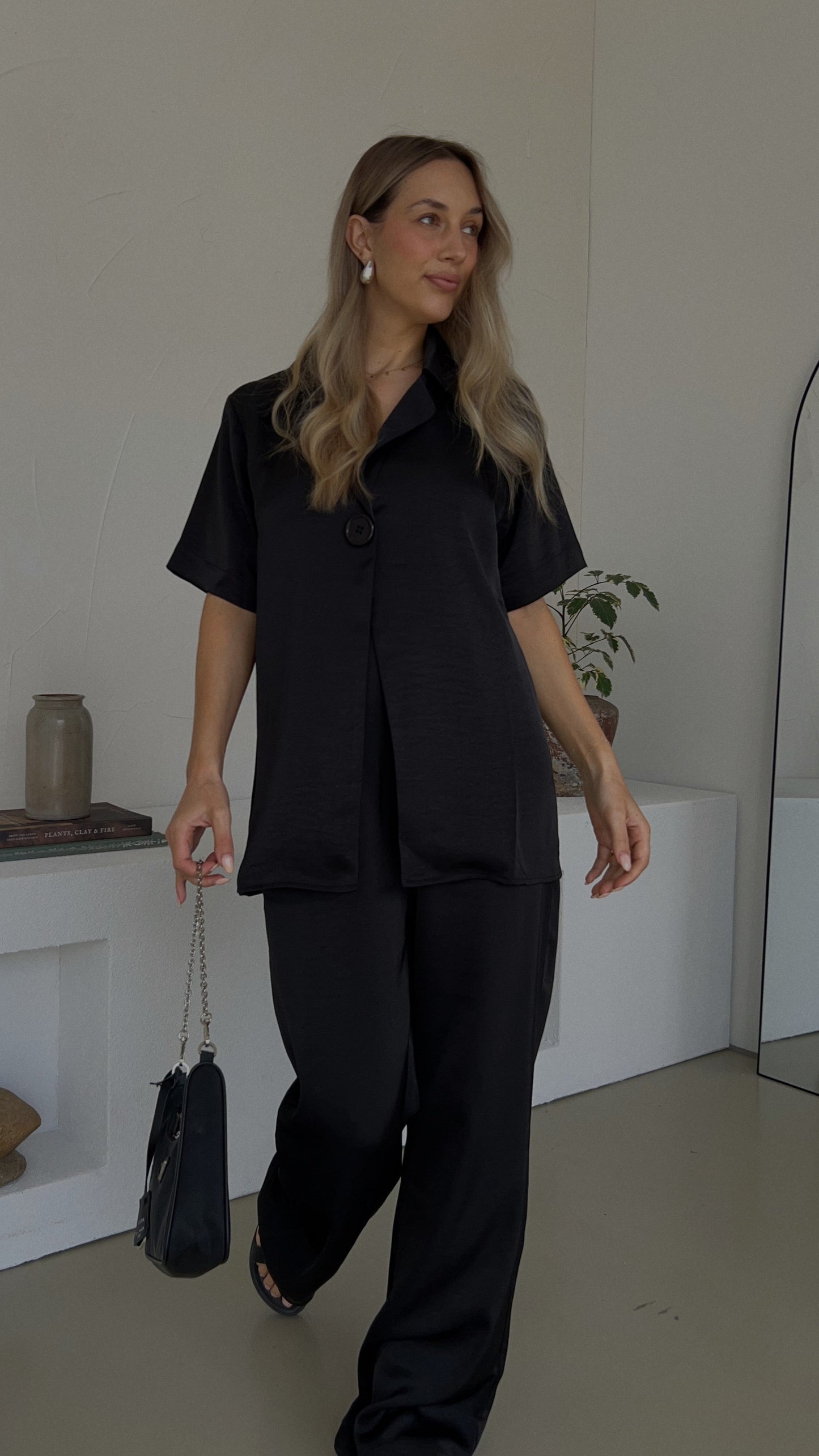 Imogen Button Pants - Black