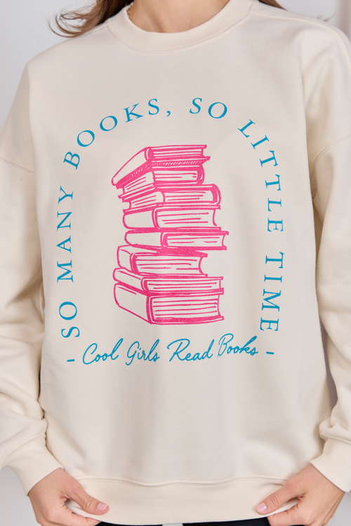 Cool Girls Read Books Cream Graphic Sweatshirt